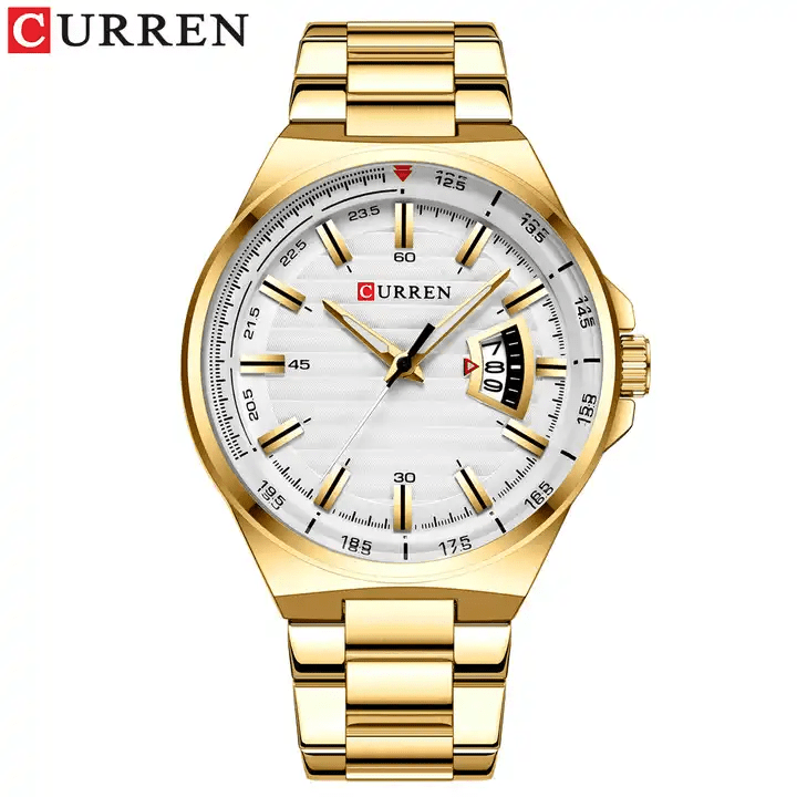 M:8375 Curren White Dial Silver Stainless Steel Analog Quartz Men's Watch. - Timecheck