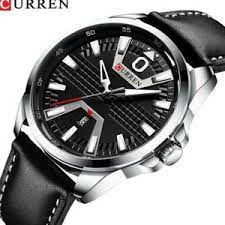 M:8379 Curren Black Dial Material Alloy Black Leather Strap Analog Quartz Men's Watch. - Timecheck