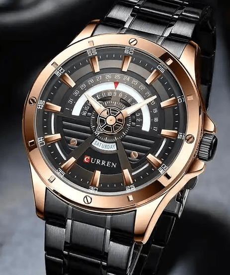 M:8381 Curren Brown Dial Brown Stainless Steel Chain Analog Quartz Men's Watch. - Timecheck