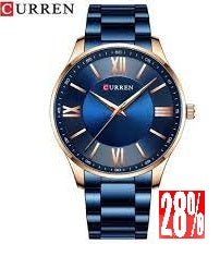 M:8383 Curren Stylish Roman Dial Blue, Blue Chain Analog Quartz Men's Watch. - Timecheck