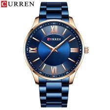 M:8383 Curren Stylish Roman Dial Blue, Blue Chain Analog Quartz Men's Watch. - Timecheck