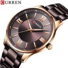 M:8383 Curren Stylish Roman Dial Brown, Brown Chain Analog Quartz Men's Watch. - Timecheck