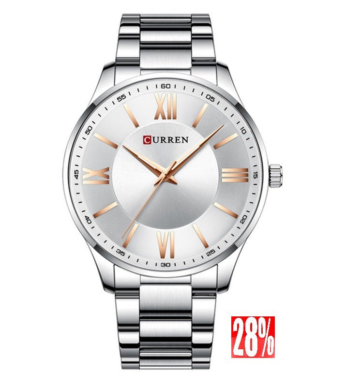 M:8383 Curren Stylish Roman Dial Silver Chain Analog Quartz Men's Watch. - Timecheck