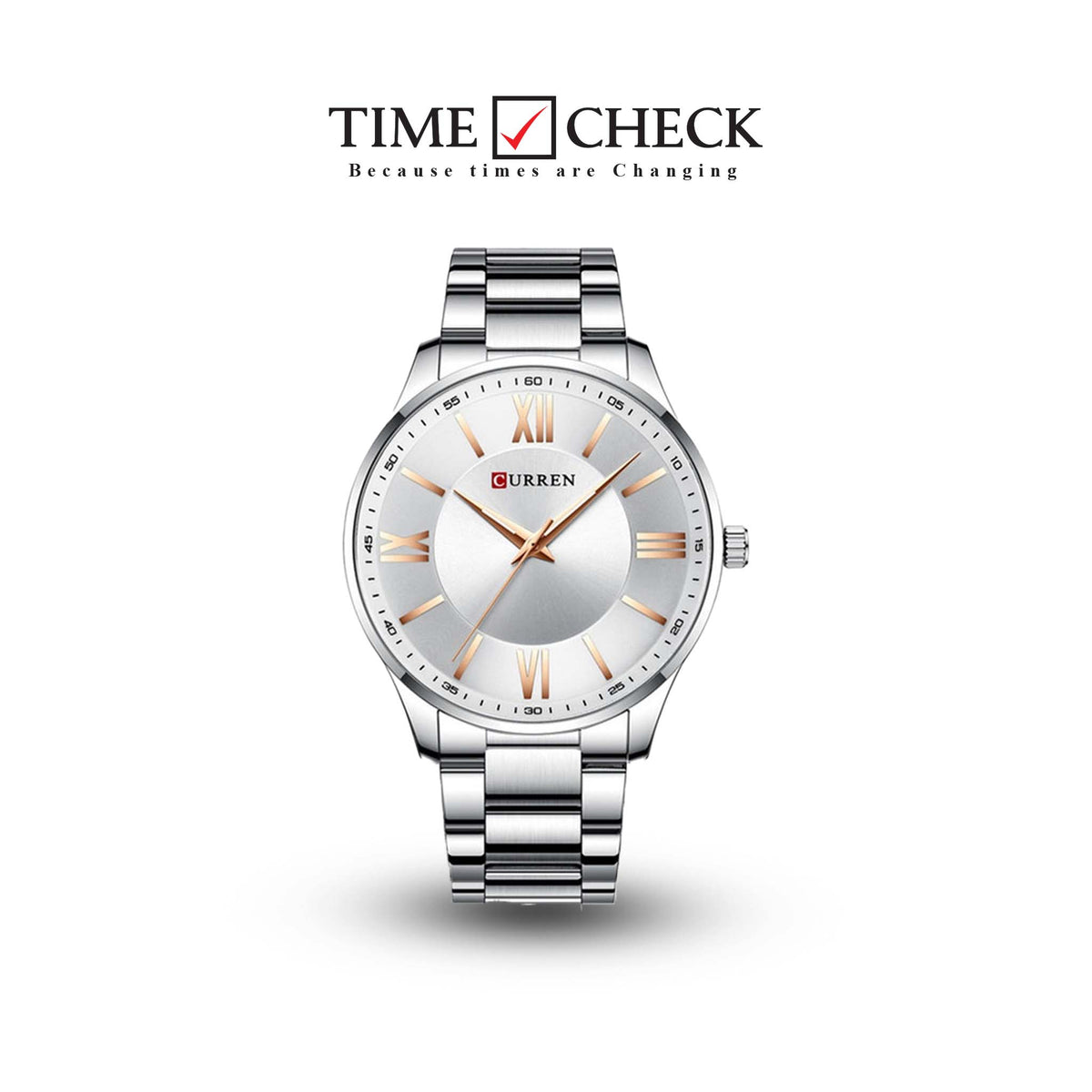 M:8383 Curren Stylish Roman Dial Silver Chain Analog Quartz Men's Watch. - Timecheck