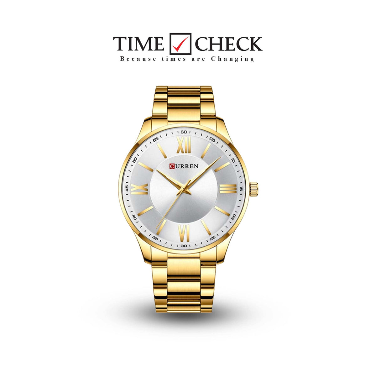 M:8383 Curren Stylish Roman Dial Silver, Golden Chain Analog Quartz Men's Watch. - Timecheck