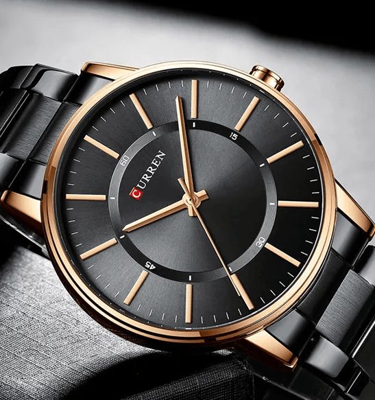 M:8385 Curren Black Dial Black Stainless Steel Chain Analog Quartz Men's Watch. - Timecheck