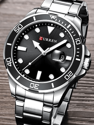 M:8388 Curren Black Dial Silver Stainless Steel Chain Analog Quartz Men's Watch. - Timecheck