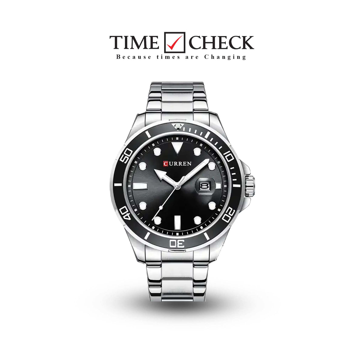 M:8388 Curren Black Dial Silver Stainless Steel Chain Analog Quartz Men's Watch. - Timecheck