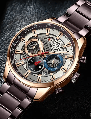 M:8391 Curren Black Dial Chronograph Stainless Steel Analog Quartz Men's Watch. - Timecheck