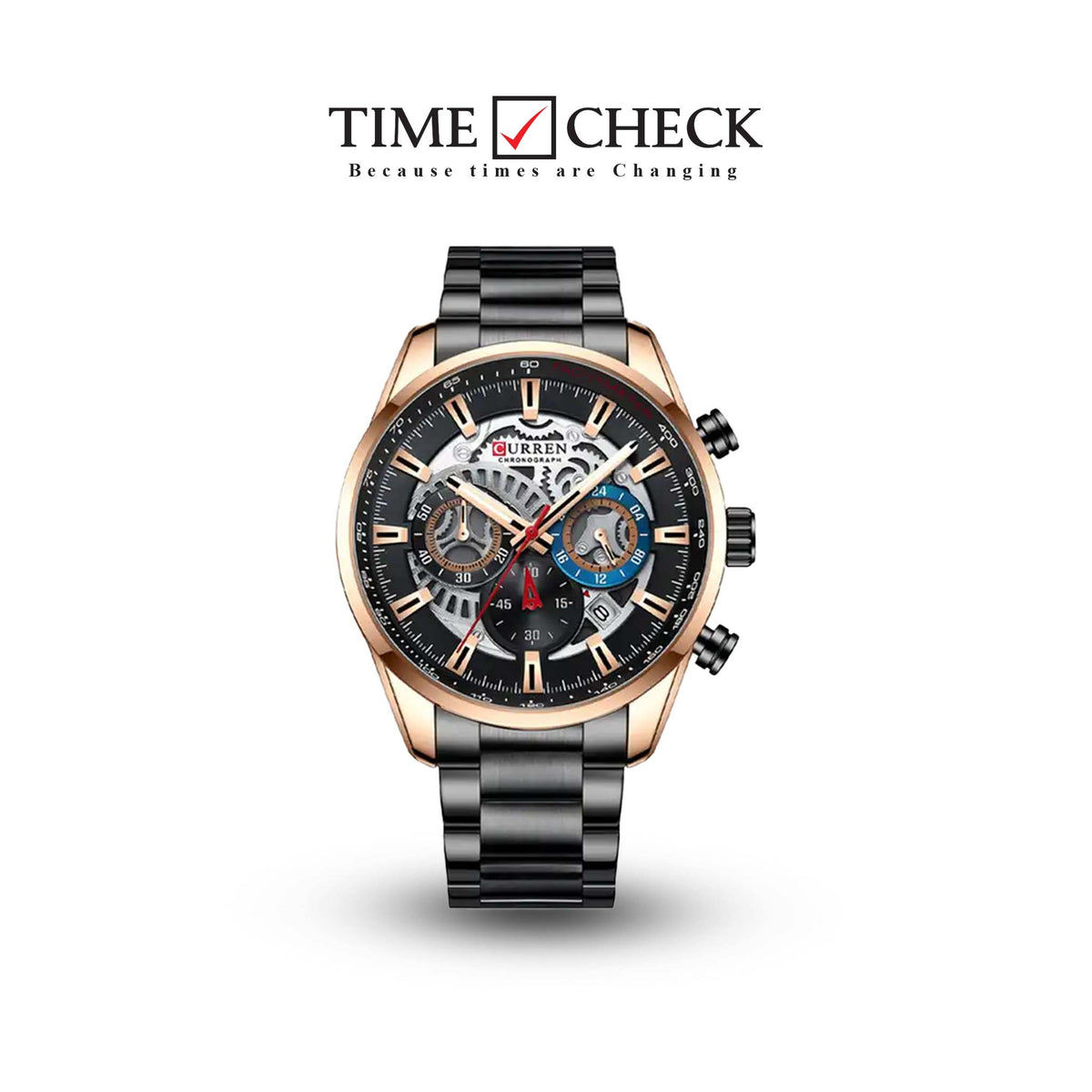 M:8391 Curren Black Dial Chronograph Stainless Steel Analog Quartz Men's Watch. - Timecheck