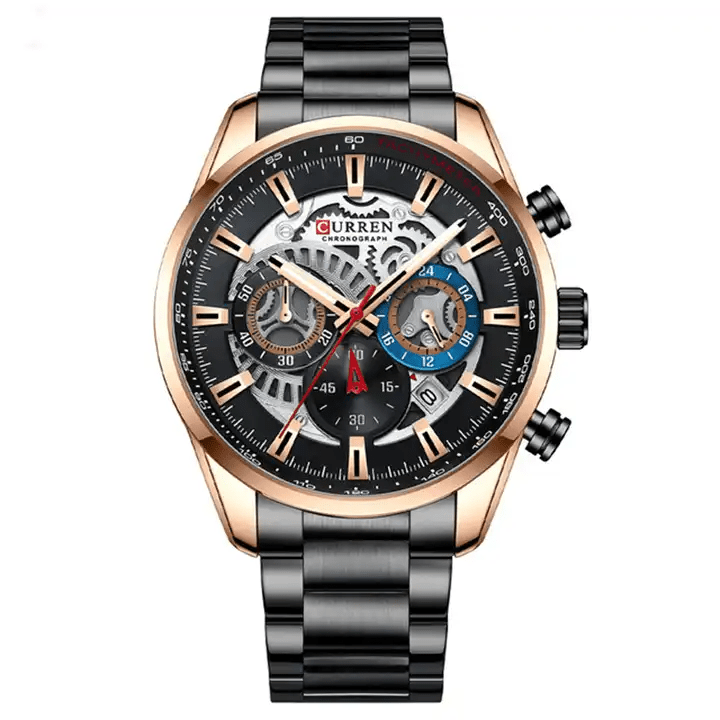 M:8391 Curren Black Dial Chronograph Stainless Steel Analog Quartz Men's Watch. - Timecheck
