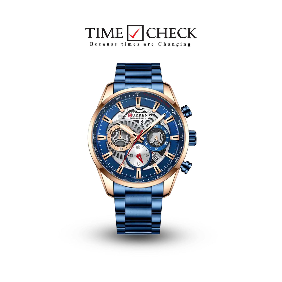 M:8391 Curren Blue Dial Chronograph Stainless Steel Analog Quartz Men's Watch. - Timecheck