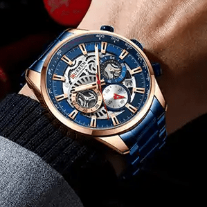 M:8391 Curren Blue Dial Chronograph Stainless Steel Analog Quartz Men's Watch. - Timecheck