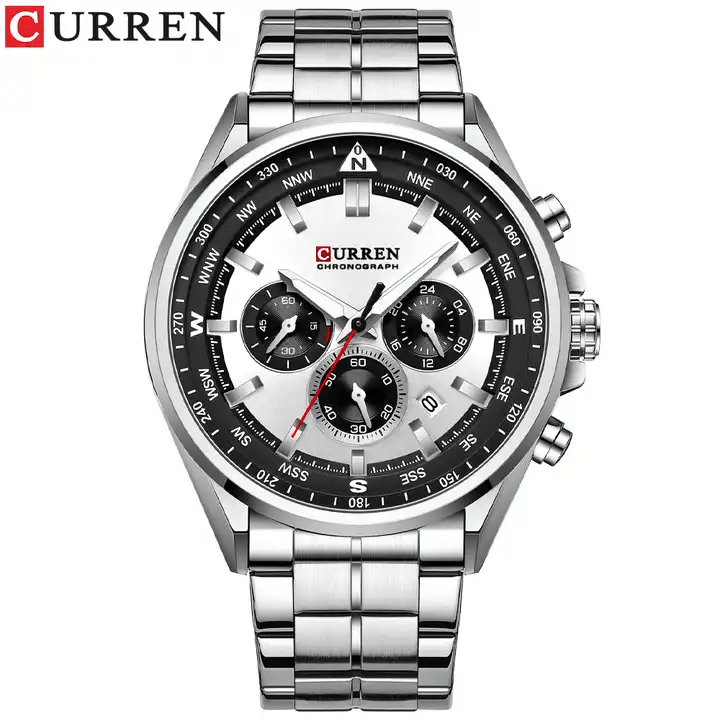 M:8399 Curren Fashion Chronograph Stainless Steel Analog Quartz Men's Watch. - Timecheck
