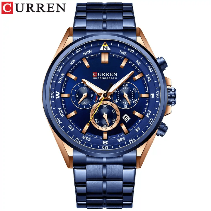 M:8399 Curren Fashion Chronograph Stainless Steel Analog Quartz Men's Watch. - Timecheck