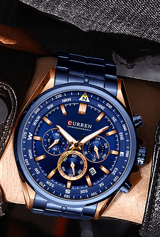 M:8399 Curren Fashion Chronograph Stainless Steel Analog Quartz Men's Watch. - Timecheck