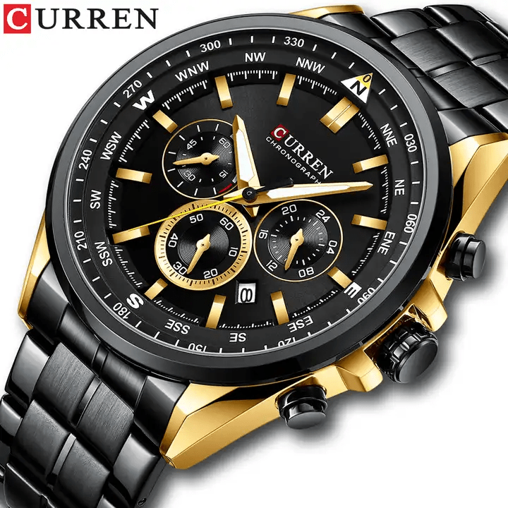 M:8399 Curren Fashion Chronograph Stainless Steel Analog Quartz Men's Watch. - Timecheck