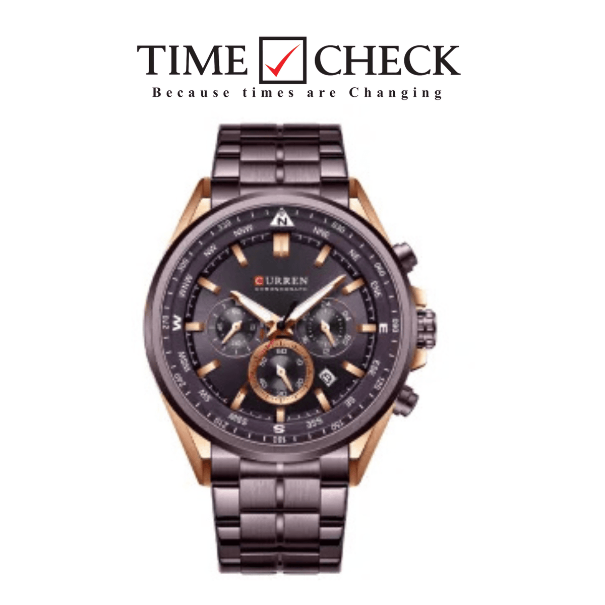 Curren M-8399 men's fashion chronograph watch featuring a stylish analog dial and a durable stainless steel link bracelet
