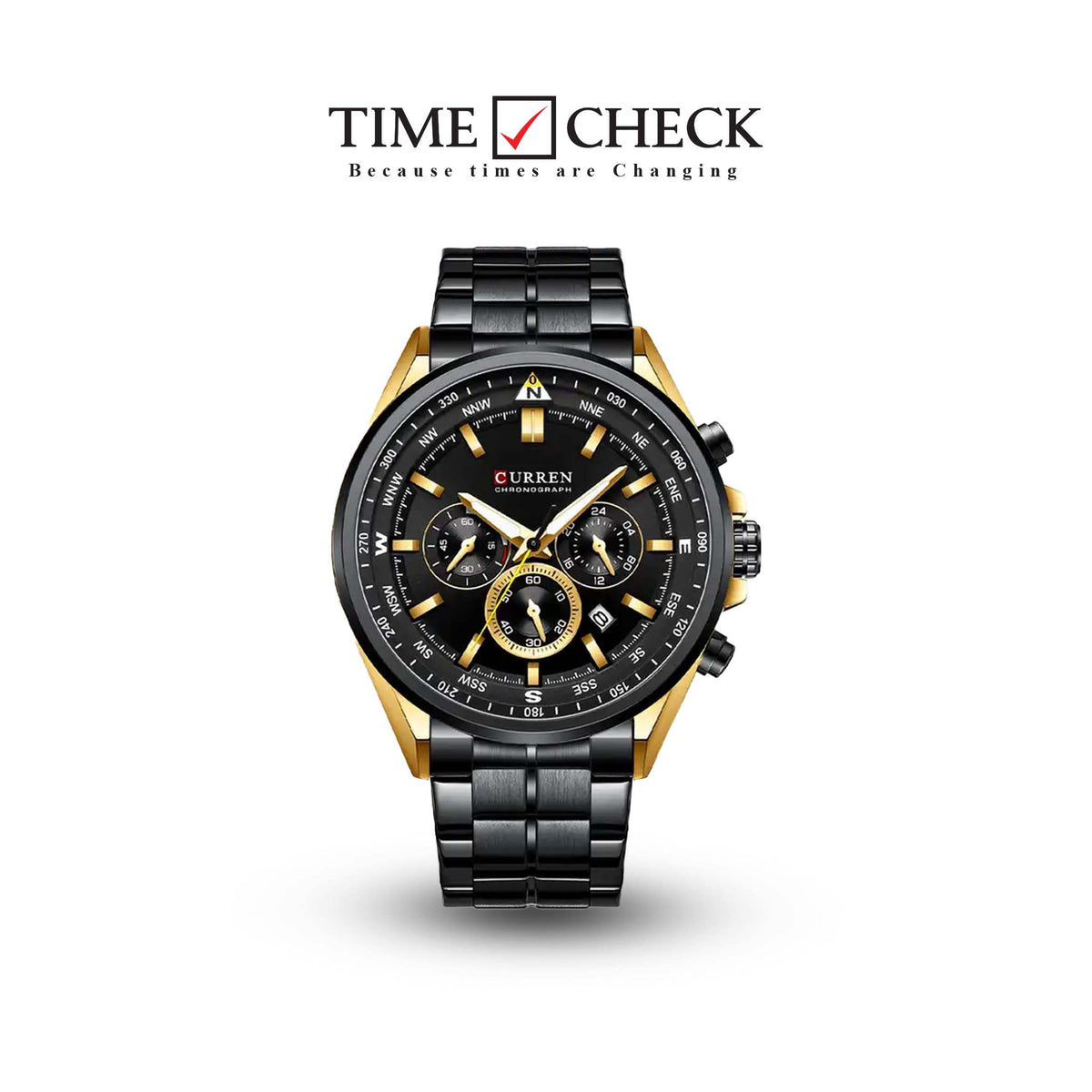 M:8399 Curren Fashion Chronograph Stainless Steel Analog Quartz Men's Watch. - Timecheck