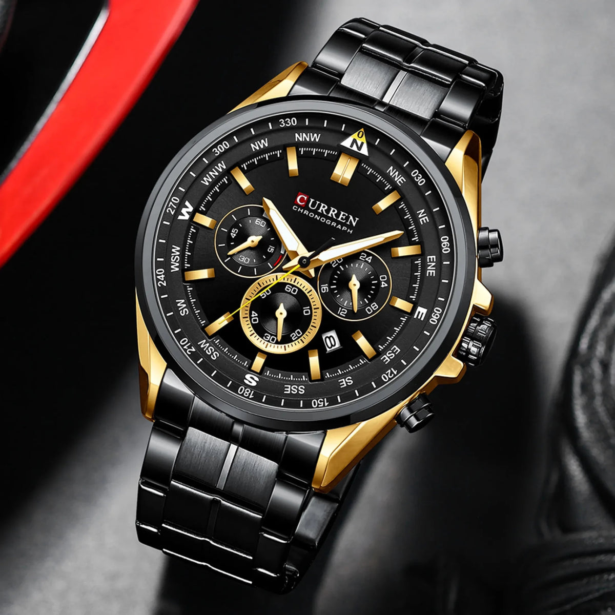 M:8399 Curren Fashion Chronograph Stainless Steel Analog Quartz Men's Watch. - Timecheck