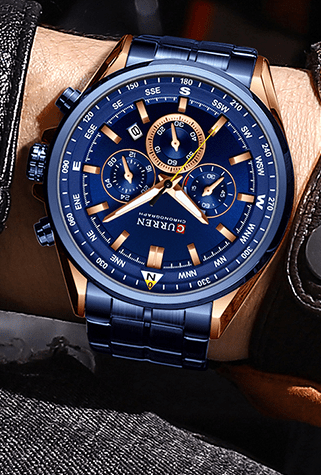 M:8399 Curren Fashion Chronograph Stainless Steel Analog Quartz Men's Watch. - Timecheck