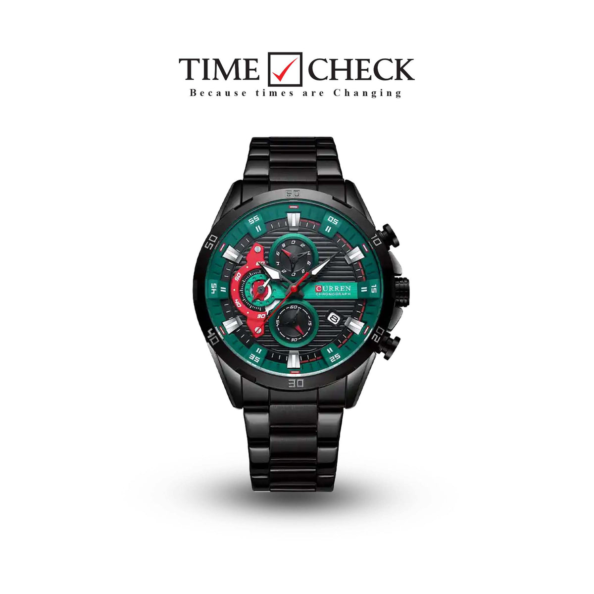 M:8402 Curren Black Dial Black Stainless Steel Chronograph Analog Quartz Men's Watch. - Timecheck