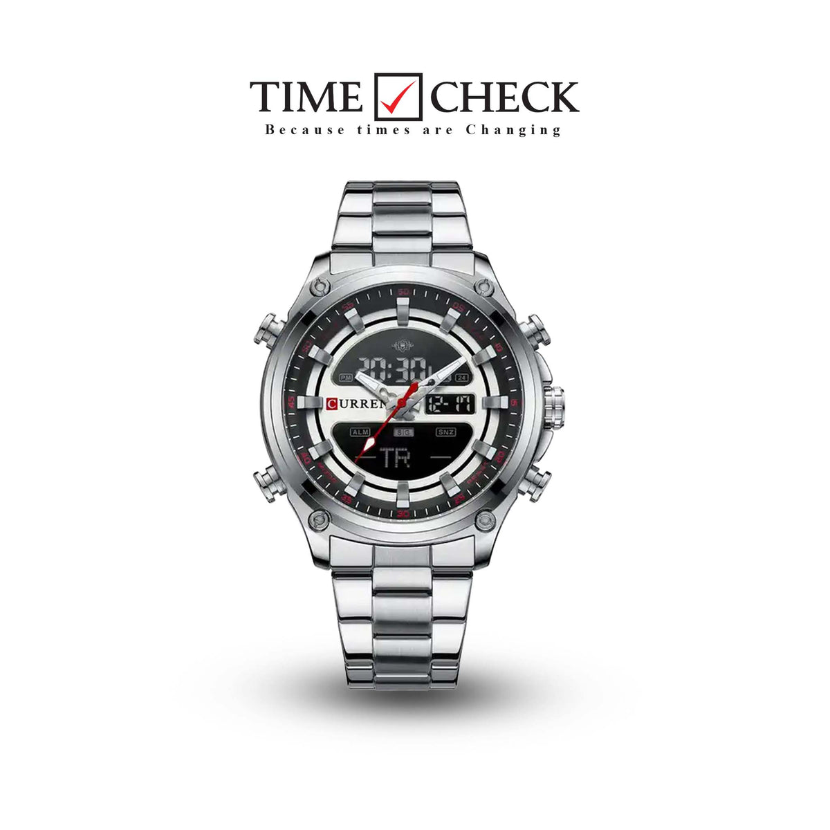 M:8404 Curren Digital Led Luminous Multi function Dual Display Quartz Men's Watch. - Timecheck