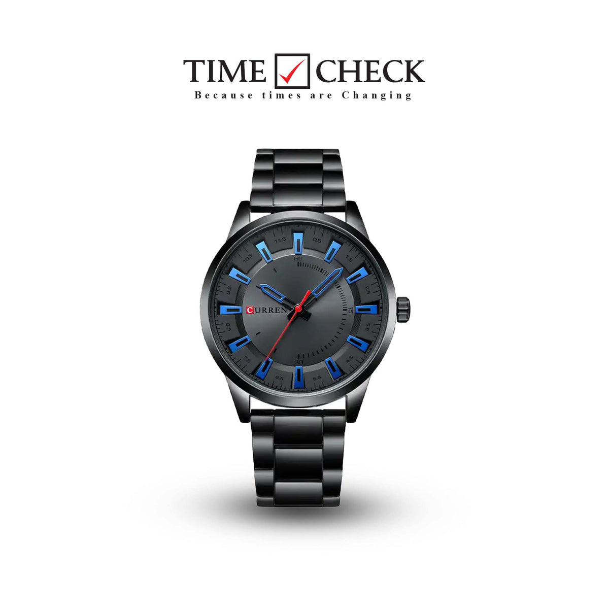 M:8406 Curren Black Dial Black Stainless Steel Chain Analog Quartz Men's Watch. - Timecheck