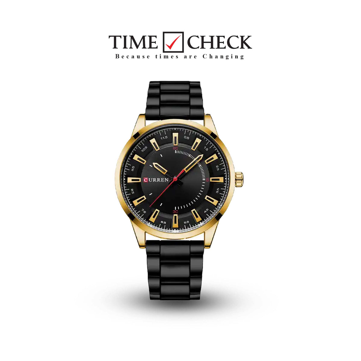 M:8406 Curren Rose Gold Case Black Dial Black Stainless Steel Chain Quartz Men's Watch. - Timecheck