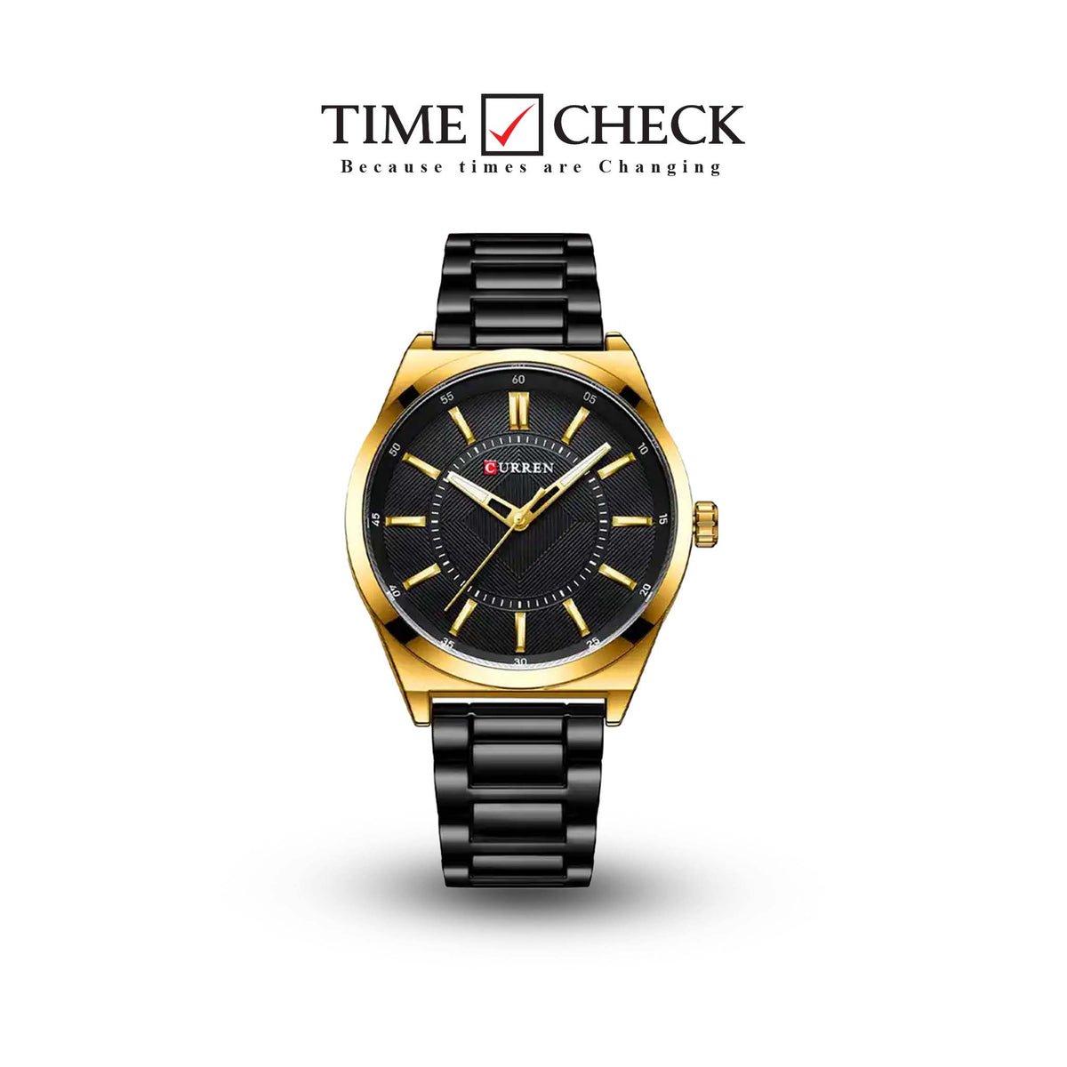 M:8407 Curren Black Dial Black Stainless Steel Chain Quartz Analog Men's Watch. - Timecheck