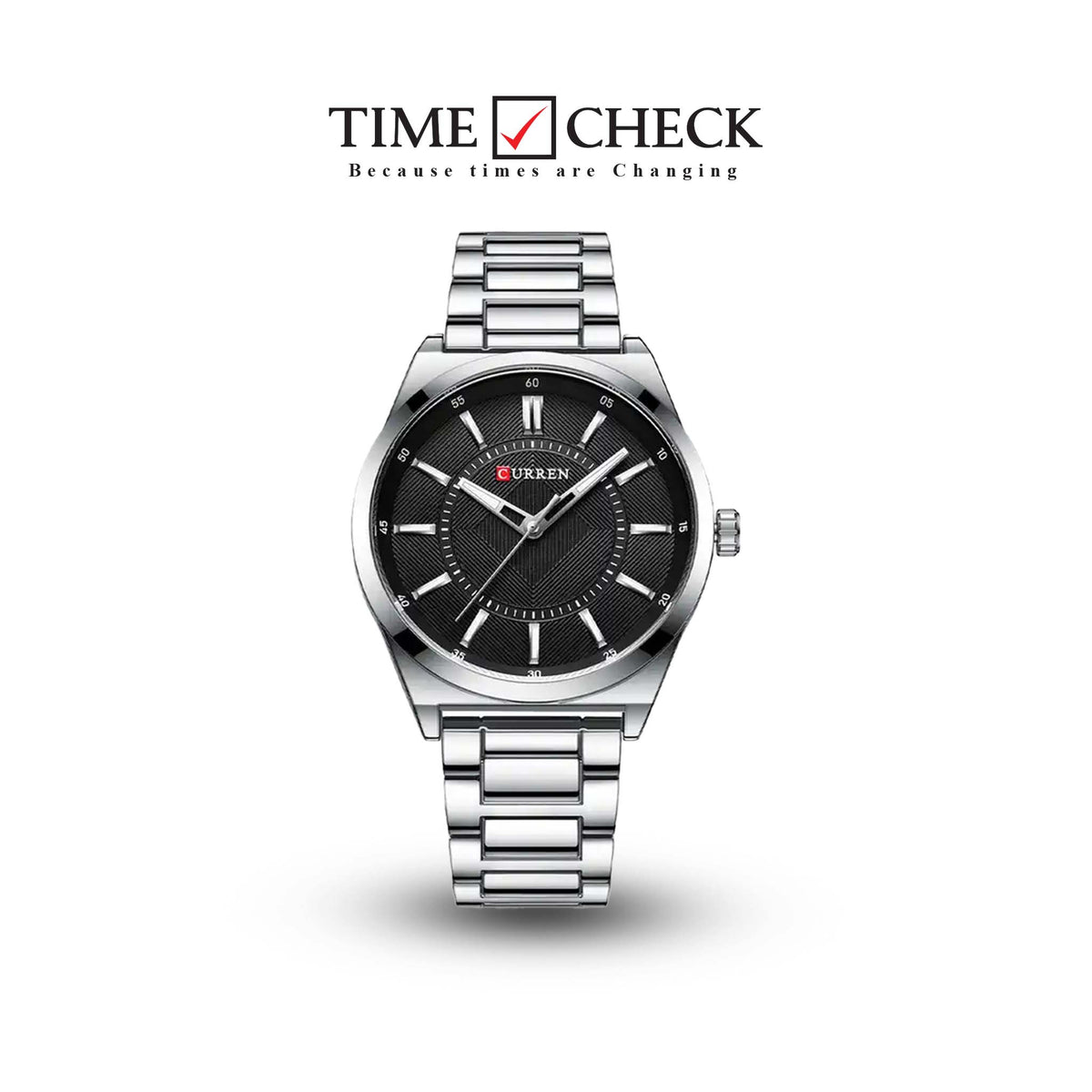M:8407 Curren Black Dial Simple Man Quartz Stainless Steel Chain Analog Men's Watch. - Timecheck