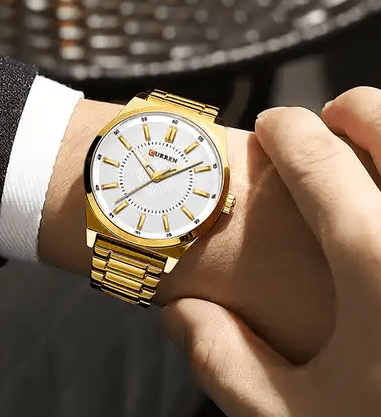 M:8407 Curren White Dial Simple Man Quartz Stainless Steel Chain Analog Men's Watch. - Timecheck
