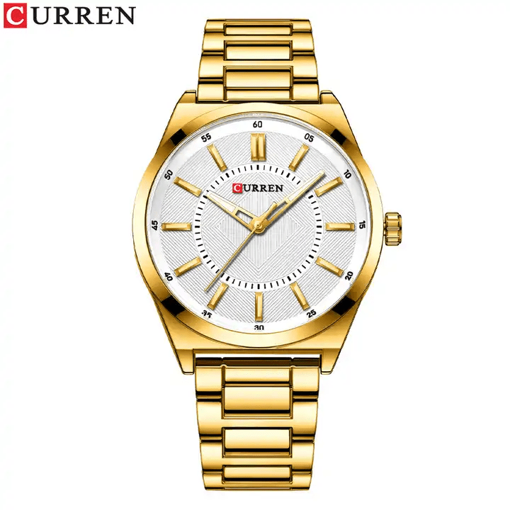 M:8407 Curren White Dial Simple Man Quartz Stainless Steel Chain Analog Men's Watch. - Timecheck