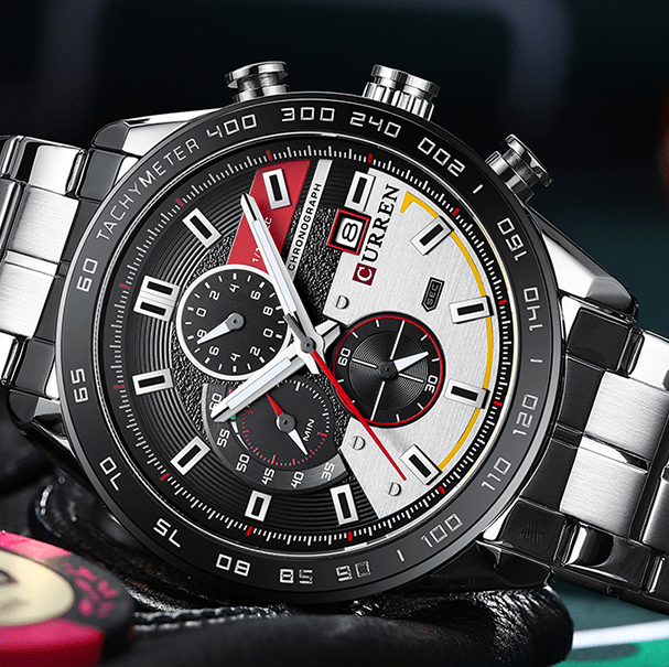 M:8410 Curren Multi Color Dial Fashion Quartz Clock Analog Chronograph Men's Watch. - Timecheck