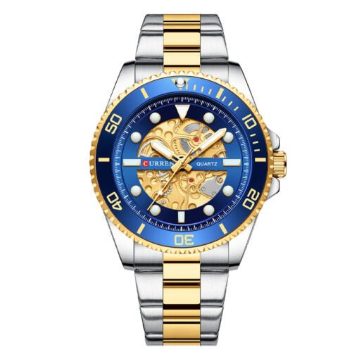 M:8412 Curren Imitated Mechanical Design Stainless Steel Analog Quartz Men's Watch. - Timecheck