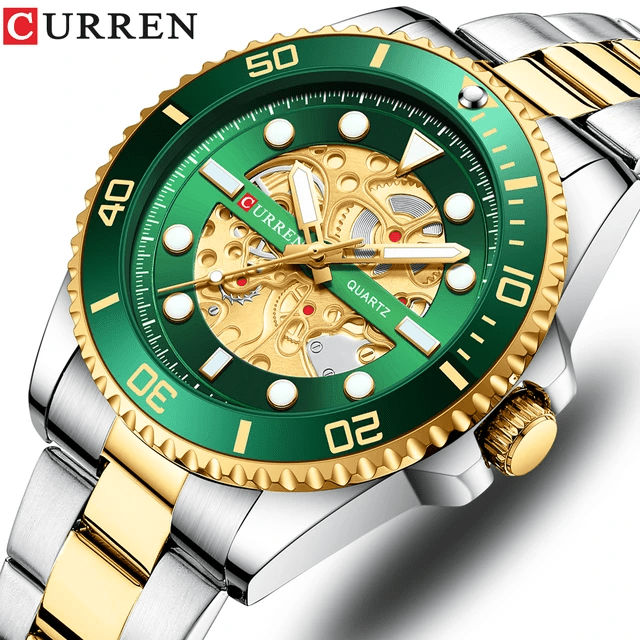 M:8412 Curren Imitated Mechanical Design Stainless Steel Analog Quartz Men's Watch. - Timecheck