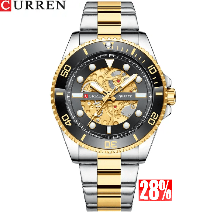 M:8412 Curren Imitated Mechanical Design Stainless Steel Analog Quartz Men's Watch. - Timecheck