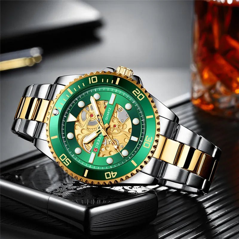M:8412 Curren Imitated Mechanical Design Stainless Steel Analog Quartz Men's Watch. - Timecheck
