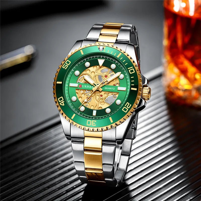 M:8412 Curren Imitated Mechanical Design Stainless Steel Analog Quartz Men's Watch. - Timecheck