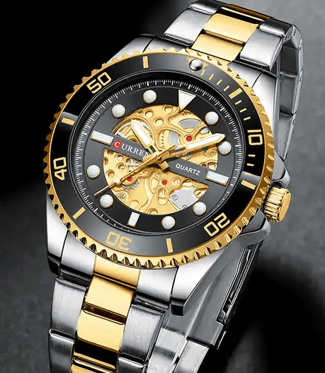 M:8412 Curren Imitated Mechanical Design Stainless Steel Analog Quartz Men's Watch. - Timecheck