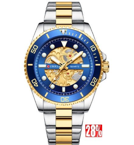 M:8412 Curren Imitated Mechanical Design Stainless Steel Analog Quartz Men's Watch. - Timecheck