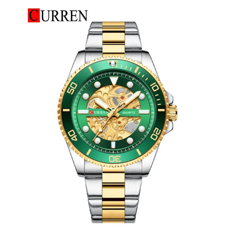 M:8412 Curren Imitated Mechanical Design Stainless Steel Analog Quartz Men's Watch. - Timecheck