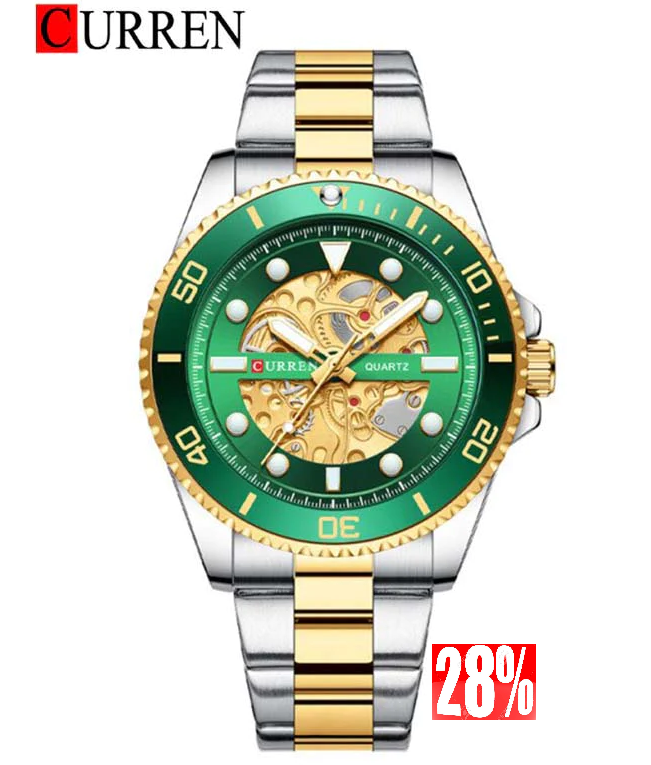 M:8412 Curren Imitated Mechanical Design Stainless Steel Analog Quartz Men's Watch. - Timecheck