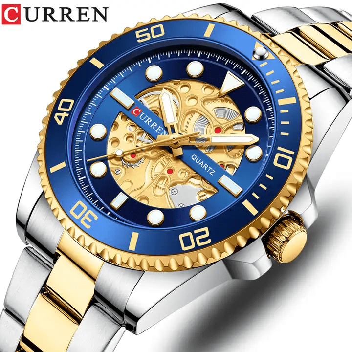 M:8412 Curren Imitated Mechanical Design Stainless Steel Analog Quartz Men's Watch. - Timecheck