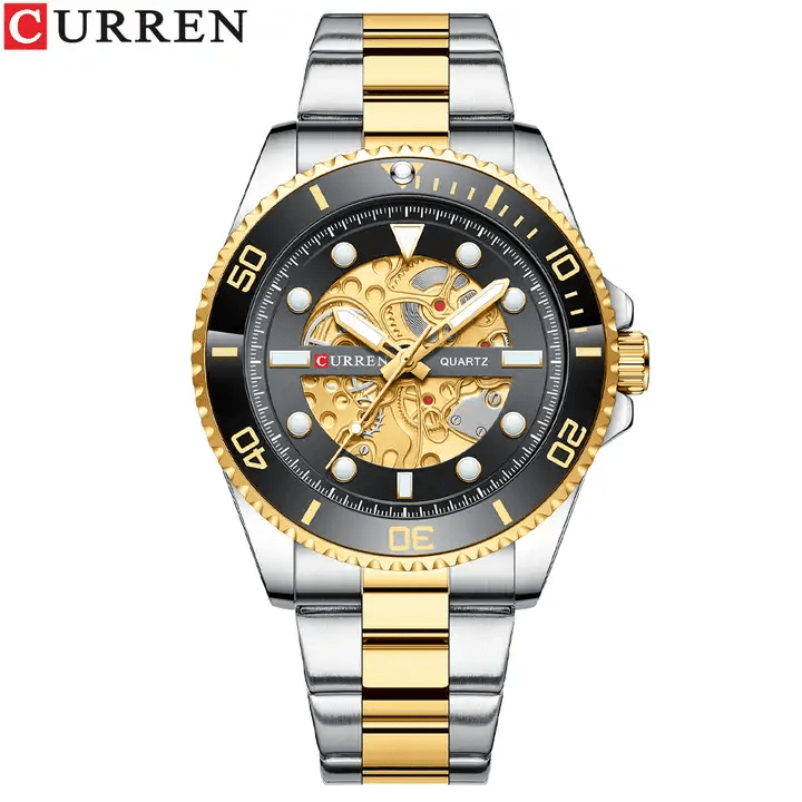 M:8412 Curren Imitated Mechanical Design Stainless Steel Analog Quartz Men's Watch. - Timecheck