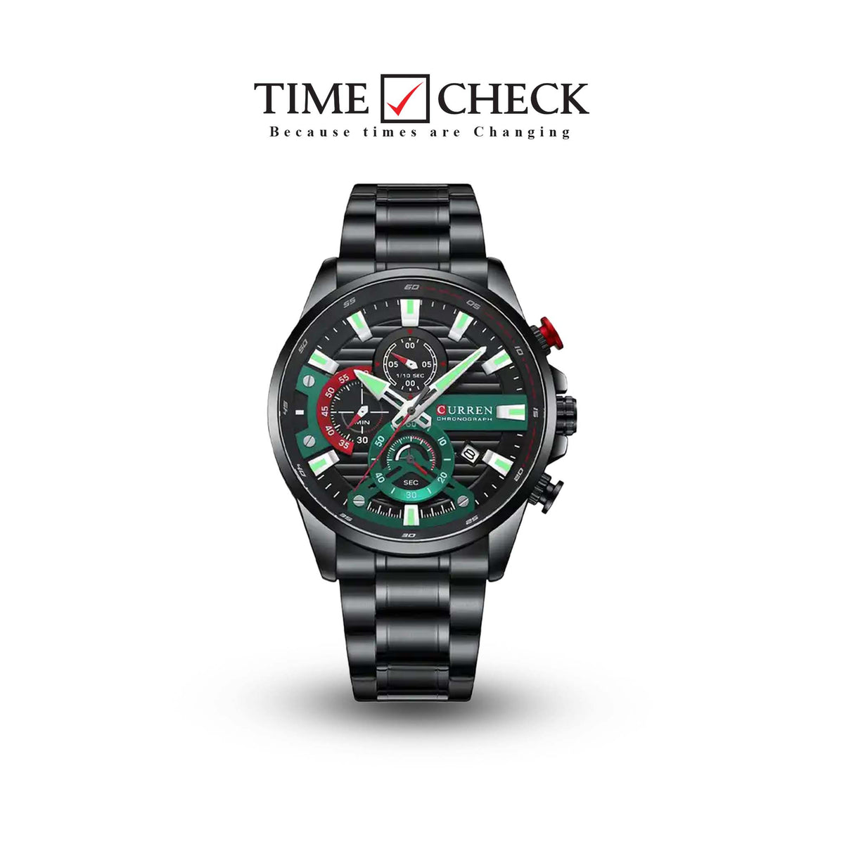 M:8415 Curren Black Dial Black Stainless Steel Chronograph Analog Quartz Men's Watch. - Timecheck