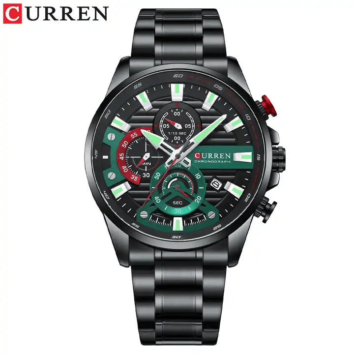 M:8415 Curren Black Dial Black Stainless Steel Chronograph Analog Quartz Men's Watch. - Timecheck