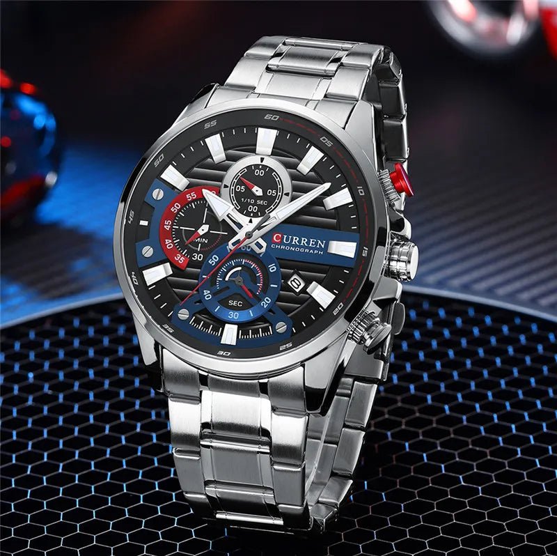 Curren M-8415 Black Dial Silver Stainless Steel Chronograph Men's Watch