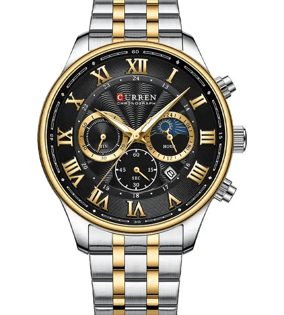 M:8427 Curren Black Dial Chronograph With Calendar Analog Quartz Men's Wristwatch. - Timecheck