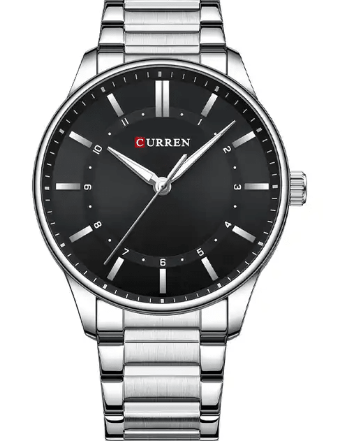 M:8430 Curren Black Dial Silver Stainless Steel Chain Analog Quartz Men's Watch. - Timecheck